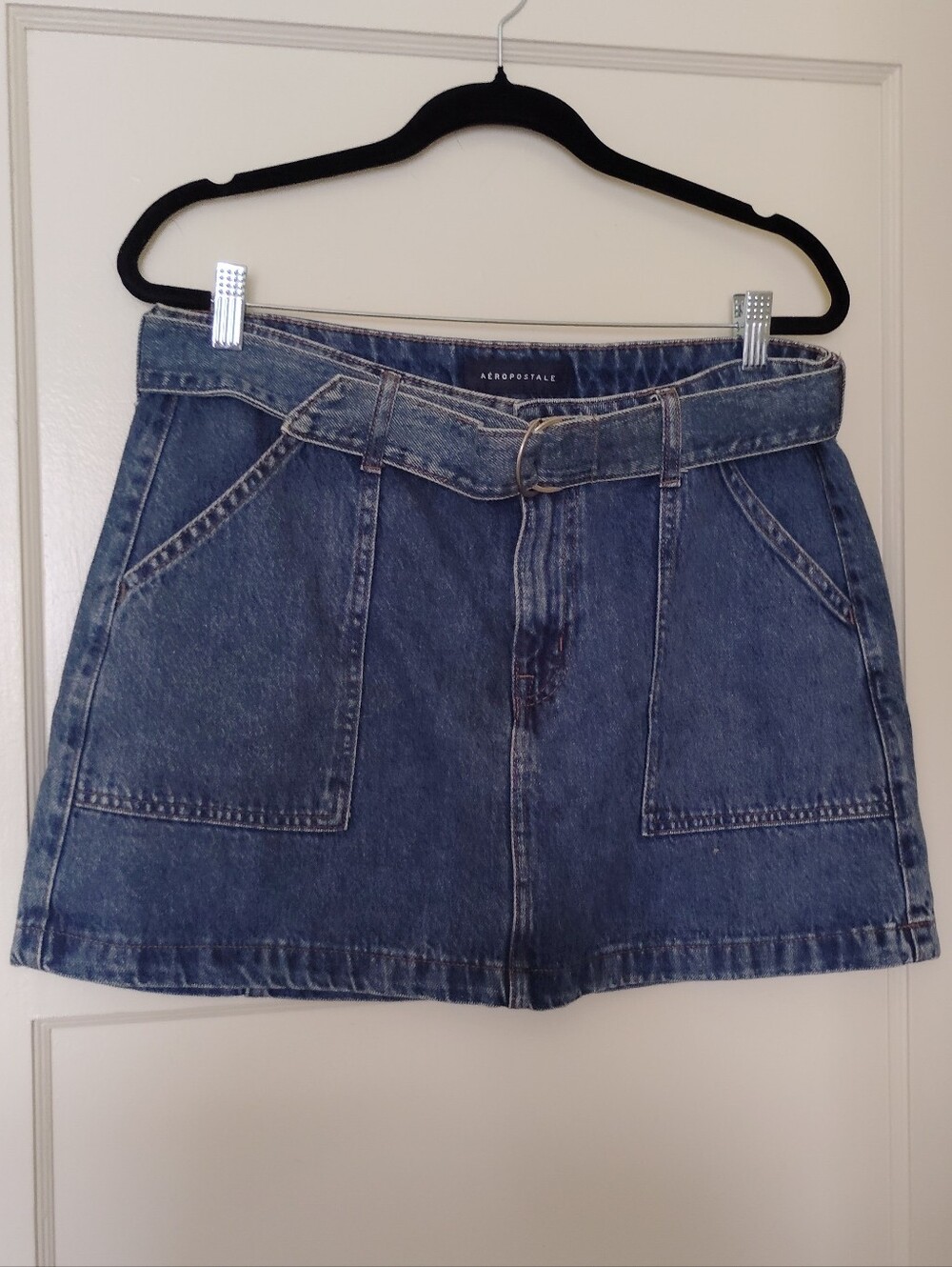Aeropostale Blue Denim Mini Skirt with Removable Belt 100% Cotton